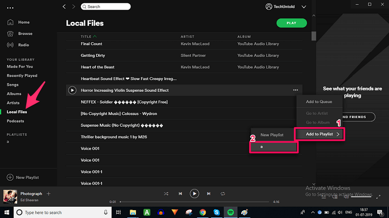 spotify wont download local files